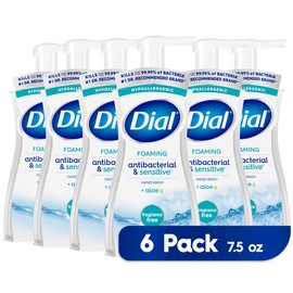 Dial Dial Antibacterial & Sensitive Foaming Hand Wash, Fragrance Free, 7.5 fl oz Pack of 6