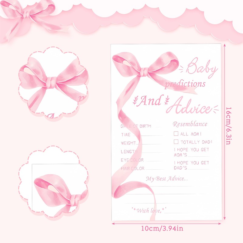 Lincia 50 Pcs Coquette Baby Shower Prediction and Advice Cards