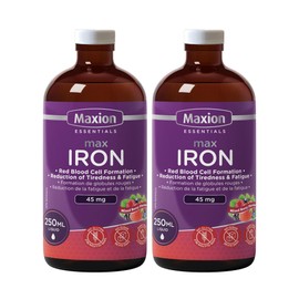 Maxion 2 Pack Iron Blood Booster Supplement to Combat Iron Deficiency Anemia, Fight Fatigue and Build Blood Cells, 250ml (2)