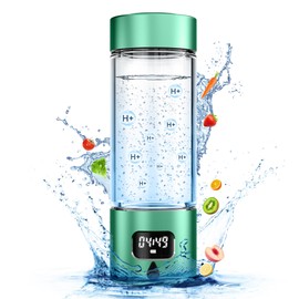 Hydrogen Water Bottle - Portable, Rechargeable, LED Timer, Aluminum and Glass, 5000 PPB Hydrogen in 10 Minutes, for Husband, Father, Friend & Family, for Sports, Home, Office (Green, 340ml)