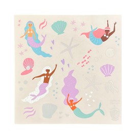 Daydream Society Under The Sea - Sticker Set - Mermaid Design - Stickers in Pastel Colors and Holographic Foil Pattern - Pack of 4 Sticker Sheets - for Birthdays, Mermaid Parties and More