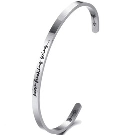 Jude Jewelers 4mm Width Stackable Stainless Steel Inspirational Bangle Bracelet (Keep Fucking Going)