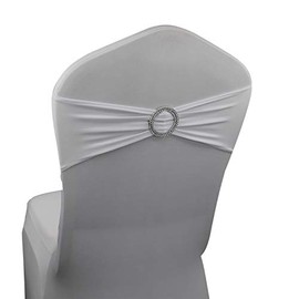 WELMATCH White Spandex Chair Bands Sashes - 12 pcs Wedding Banquet Party Event Decoration Chair Bows Ties (White, 12 pcs)
