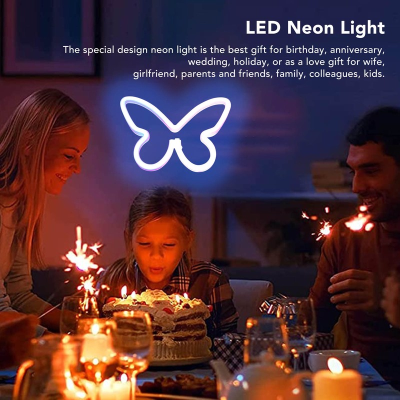 Neon Butterfly Light Pink Blue Neon Sign LED Neon Wall