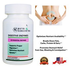 NutriConcentra Protease, Maltase, Invertase, Papain, Bromelain, Better Breaking Down Food.