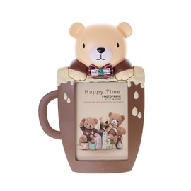 Kawaii-Story BM-508-1 Beige Teddy Bear Tea Cup Shape Photo Picture Frame Decoration Photo Size 13 x 18 cm (5 x 7 Inches)
