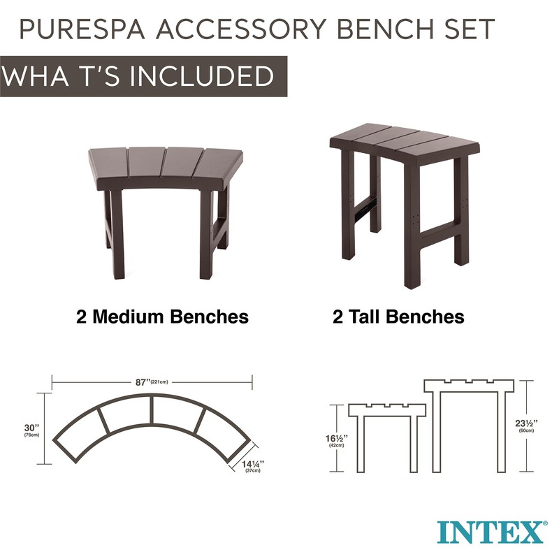 Intex Set of 4 PureSpa Benches, 2 Medium and 2