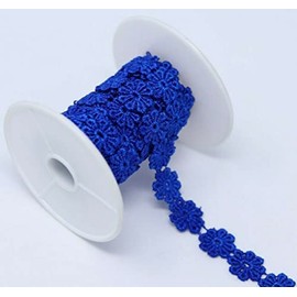 Feathers Creation 15MM Wide 2 Yards Beautiful Daisy Flower Lace, Ribbon Trim Colours Sewing, Embellish (Royal Blue)