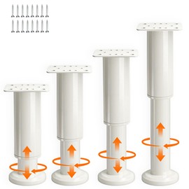 Aoyfuwell 4 Pz Piedi Regolabili Neri, 12-18 cm (altezza regolabile) per Gambe di Mobili, Armadi, Divani, Letti e Commodi (Bianco 12-18 cm)