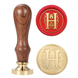 Letter H Wax Seal Stamp, Yoption Vintage Floral Brass Head Wooden Handle Alphabet Initial Sealing Stamp for Wedding Party Invitation (H)