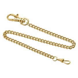 Gotham GWCGTCHAIN - Cadena de reloj de bolsillo de acero inoxidable chapado en oro de 14 pulgadas