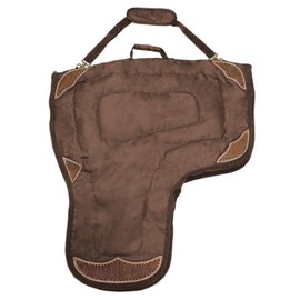 Tahoe Tack Durango Premium Padded Waterproof Nylon Western Saddle Carry Bag with Hand-Tooled Leather Accents (Brown)