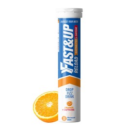 Fast&Up Reload – Orange + Caffeine Flavour – 20 Effervescent Tablets – Instant Electrolytes for Rapid Hydration & Energy - Added Vitamin C & B12 for Performance, Wellbeing, Travel & Recovery – Vegan