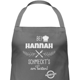 Geschenk mit Namen personalisiert by Shirtracer - Apron - Cooking Apron - "Bei Name schmeckts am besten Geschenk Oma Mama Opa Papa [German Language], 2 anthracite