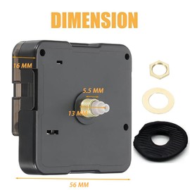 1 Pcs Clock Mechanism Kit Replacement Wall Quartz Movements Parts DIY Repair Shaft Length Thread Silent Movement with Accessories Fix Mechanisms no Hands (1, 5.5mm)