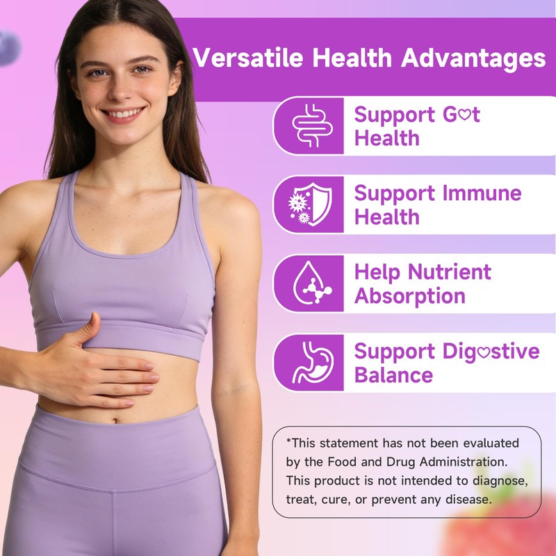 Youlikee 2 Pack Prebiotic + Probiotic Gummies, 5 Billion CFUs