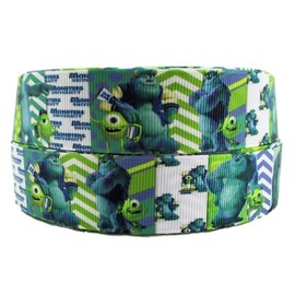 Monsters Inc Mike and Sully 1" Wide Repeat Ribbon Sold in Yard Lots (5 Yards)
