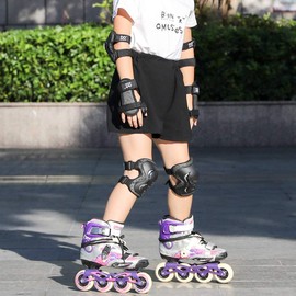 Child Adult Sports Protective Gear Safety Pad Safeguard Knee Elbow Wrist Support Pad Set Equipment for Children Roller Bicycle BMX Bike Skateboard Extreme Sports Bogu Protector Guard Pads (Black3, Medium (8-14 years))