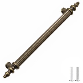 Decoranddecor Vandon - Vintage Traditional Cabinet Pull Handles Country Style Classic - Solid Zinc (224mm, Antique Brass)