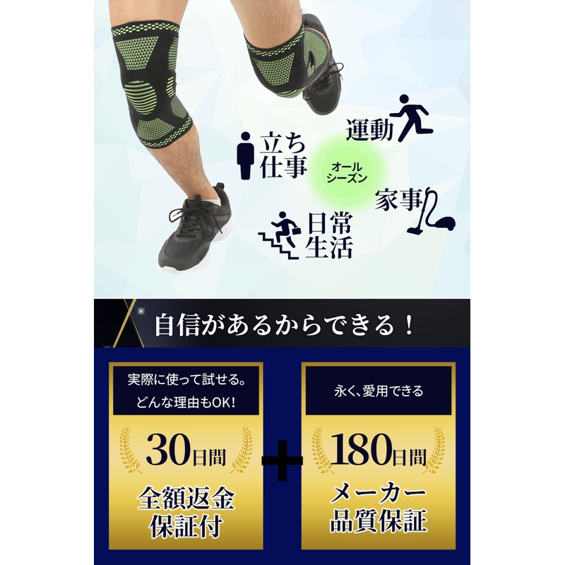 【膝の専門家監修】 膝サポーター 360°X構造 ２枚入り 着圧 滑り止め 通気性 ひざ専用 スポーツ 男女兼用