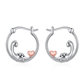 925 Sterling Silver Small Hoop Earrings Hypoallergenic Animal Jewellery for Women Girls, Sterling Silver
