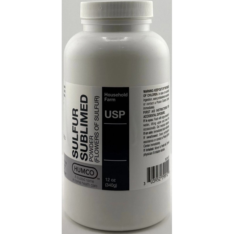 Humco Sulfur USP Sublimed Powder Compounding Agent Skin Disorder Relief