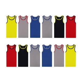 Buyless Fashion Boys Scoop Neck Tagless Undershirts Soft Cotton Tank Top (12 Pack) 6-7