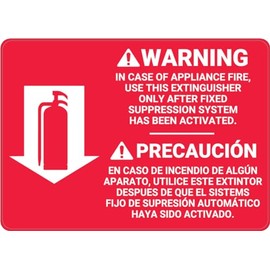 Fire Extinguisher Instruction Warning Bilingual Spanish - Wall Sign Bilingual Signs 8"x12" Metal Sign Danger Warning Man Cave Yard Indoor Or Outdoor