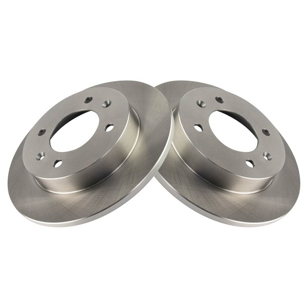 TRQ Rear Brake Rotors Set Solid Compatible with 1997-2006 Hyundai