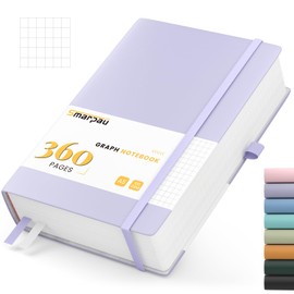 Smarpau A5 Squared Notebook - 360 Pages Thick Hardback Grid Notebook with 100gsm Graph Paper, Pen Holder, Inner Pocket, Journals for Women Men Work School Travel, 14.5 x 21cm - Purple