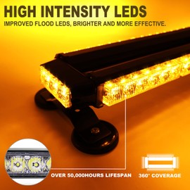 FOXCID 14.5'' 30 LED Emergency Strobe Rooftop Flashing Light Bar, Double Side Hazard Warning Beacon Safety Lights w/Magnetic for Tow Vehicles Firefighter Cars Trucks Traffic Security, Red