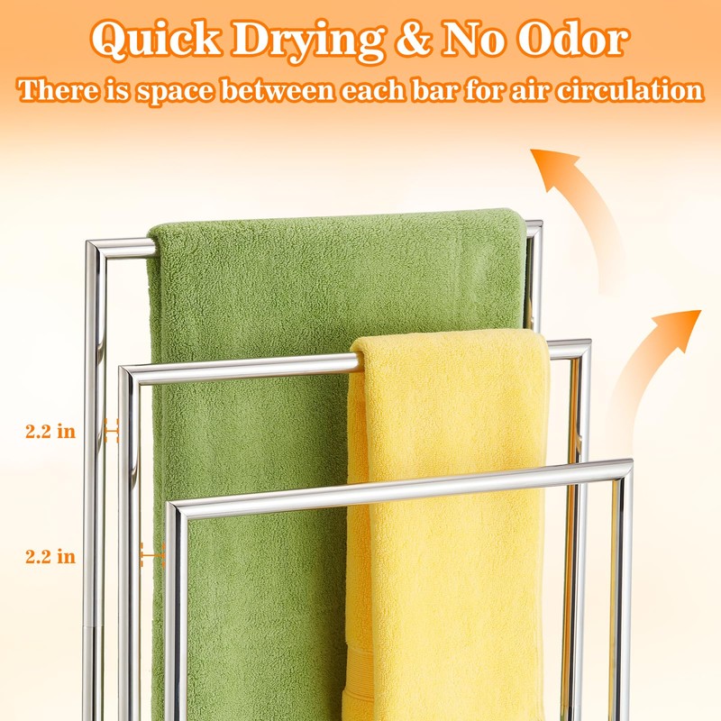 Free Standing Towel Racks for Bathroom, 3 Tier Stainless Steel