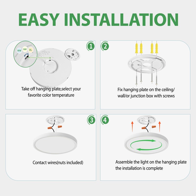 MLZZLYLK 6PK 12 inch LED Flush Mount Ceiling Light Fixture,24W