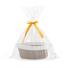 Gift Basket Empty, Woven Cotton Rope Basket with Gift Bags and Ribbons, Hamper Baskets for Gifts With Handles, Cat Dog Toy Storage Basket for Baby Shower, Birthday,Wedding,Christmas (Light Brown)