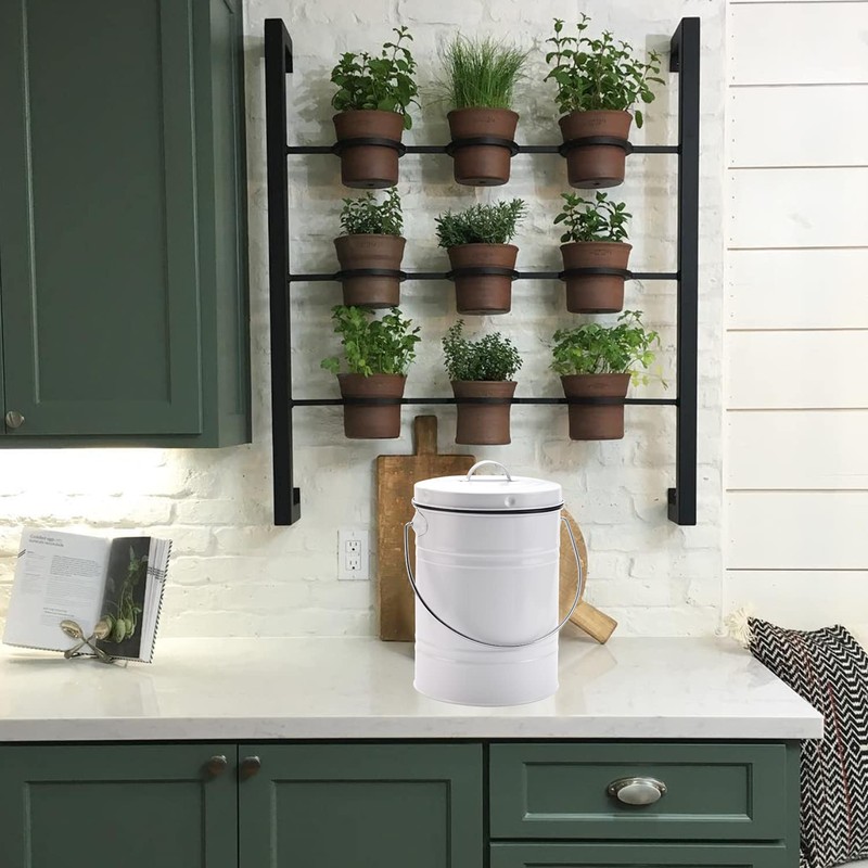 Compost Bin for Kitchen Counter, LALASTAR Small Metal Compost Bin