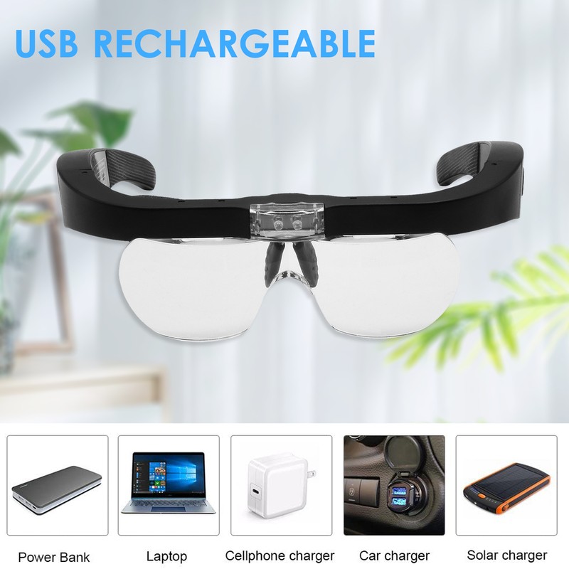 5X Magnifying Headset with LED Light Magnifying Glass Head Mounted