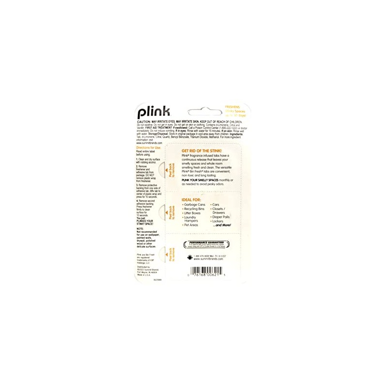 Plink Fresh Spaces Garbage Odor Eliminators, Fresh Lemon Scent 6-Count