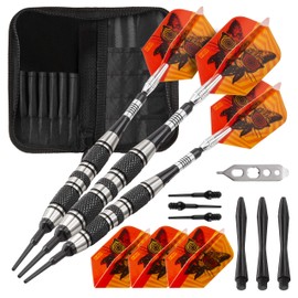 Viper The Freak Soft Tip Darts 3 Knurled Rings Barrel 18 Grams and Casemaster Salvo Black Nylon Dart Case