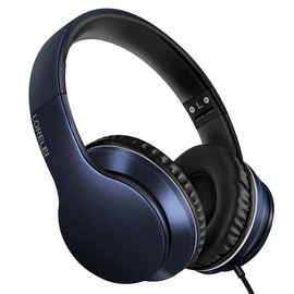 LORELEI X6 - Auriculares con micrófono, Ligeros Plegables y portátiles con Graves estéreo con 1.45 m sin enredos, Auriculares con Cable para Smartphone, Tablet, MP3/4 (Azul Oscuro)