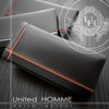 United HOMME UH-1074 Black Horsehide Cross Line Bi-Fold Long Wallet,