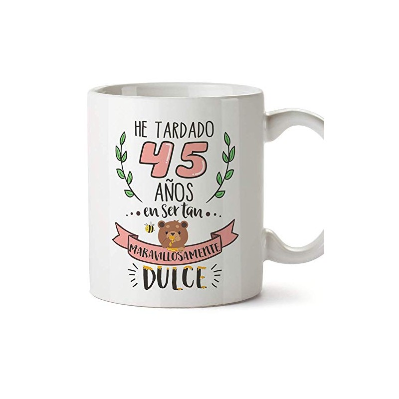 MUGFFINS Taza 45 Cumpleaños -Regalos Originales y Divertidos para Aniversarios