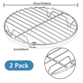 Herogo Round Cooling Cooking Rack Set of 2, 10.6 Inch Stainless Steel Large Grilling Steaming Baking Rack for Oven Pot Pressure Cooker Canning, Rust Free, Dishwasher Safe