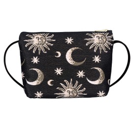 Danny K. Women's Tapestry Zipper Purse Crossbody Handbag, Adjustable Cord, Handmade in USA (Celestial)