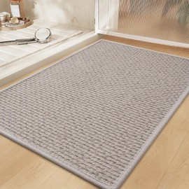 RESARE Non Slip Bath Mat - Machine Washable Bathroom Rugs, Super Absorbent Bath Mat Quick Dry Bathroom Mat, Bath Rugs Ultra Soft Rugs for Bathroom Floor, 17"x24" Light Grey
