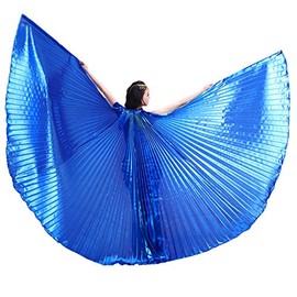 Wuchieal Women's 2 Sticks & Belly Dance Costume Angle Isis Wings (Navy Bule)