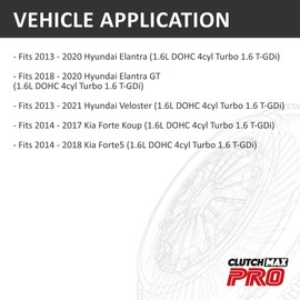 ClutchMaxPRO Heavy Duty OEM Clutch Kit compatible with Hyundai 2013-2021 Elantra GT FS JS, 2014-2018 Forte Koup Forte5 1.6L Turbo 1.6 T-GDi (CP05188HDR-CKR)