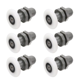sourcing map 6 Pcs Shower Door Rollers, 27mm Dia Bathroom Glass Door Rollers Runners for 4-6mm Glass Door, Sliding Door Pulleys Wheels Replacement for Kitchen Pan Glass Sliding Door, White