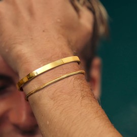 YADOCA Men's Bracelets Stackable Bracelet for Men Boys Cuff Snake Rope Cuban Link Chain Bracelet Set 19/21 cm Men's Jewellery Gifts for Dad Boyfriend Husband Son, Stainless Steel