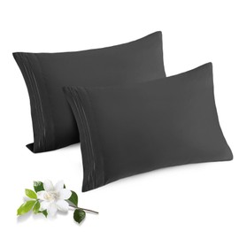 Horbaunal 2 Pack Microfiber Pillowcases King Size Dark Grey Bed Pillow Cases with Envelope Closure, 1800 Thread Count Soft & Shrinkage Resistant Pillow Covers, 20 x 40 Inches