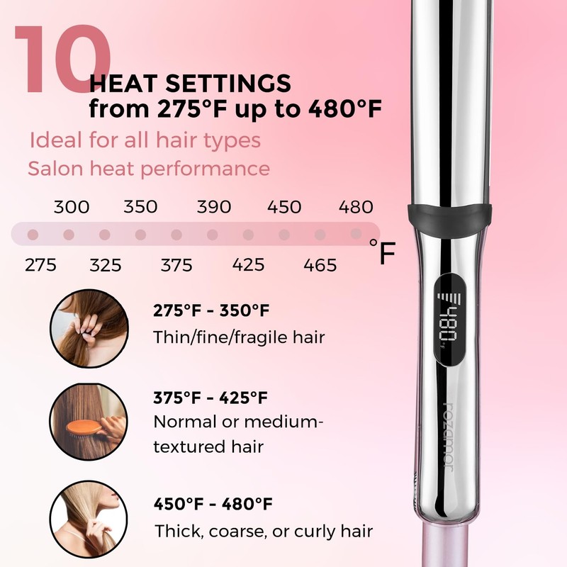 Rozamor Professional Titanium Flat Iron with 1 Inch Floating Plates,